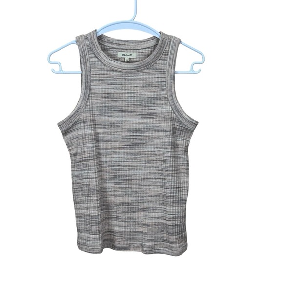 Madewell Tops - Madewell Brightside Rib Cutaway Tank Women's M Tan Striped Sleeveless NWT